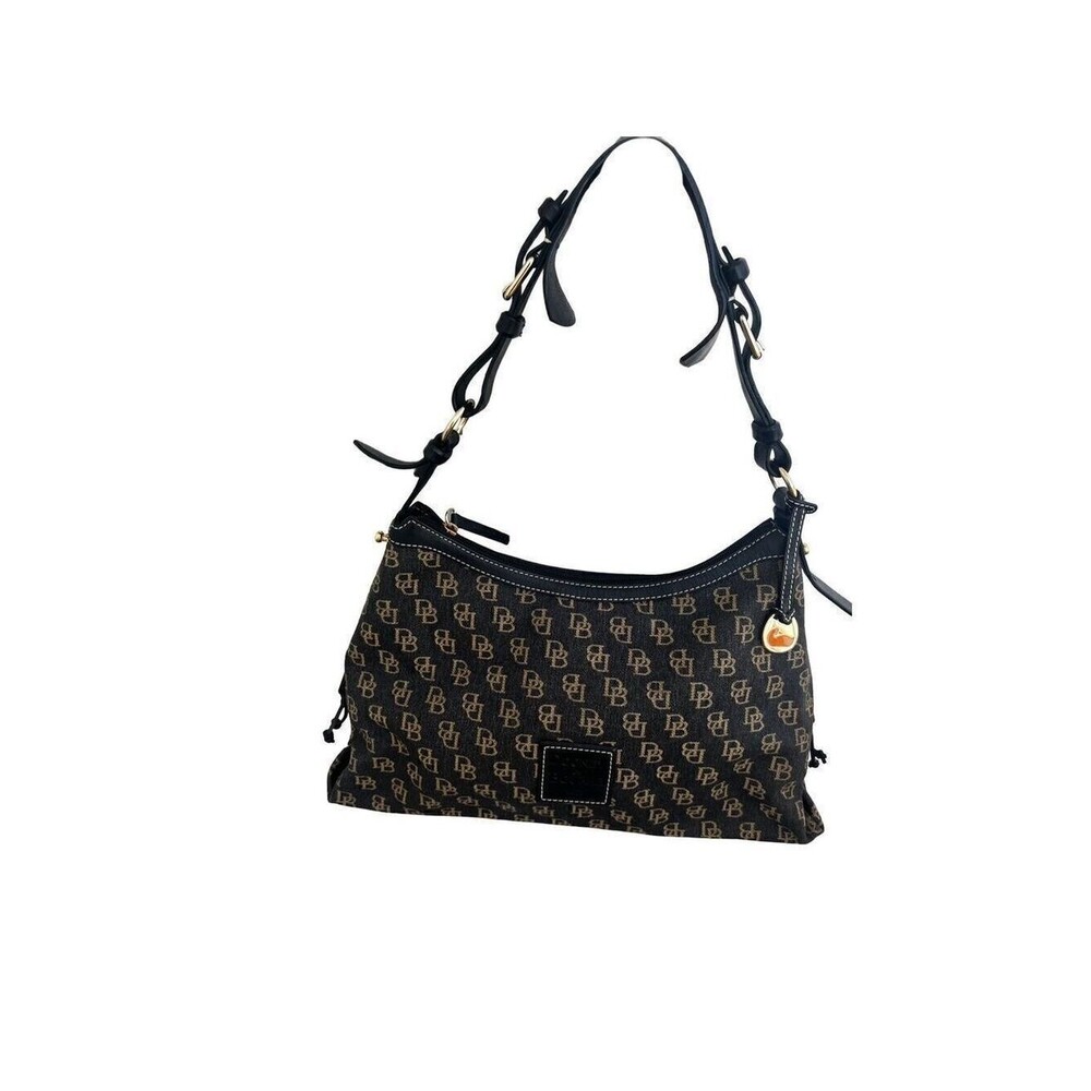 Dooney & Bourke Canvas Leather Hobo Shoulder Bag Vintage Y2K Monogram